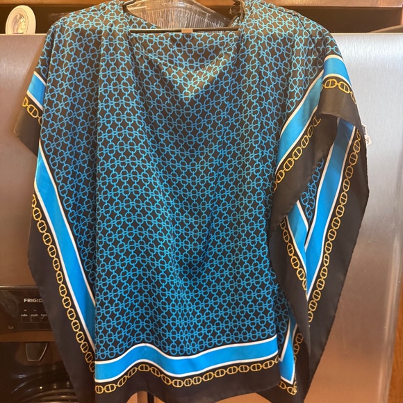 Michael Kors Blouse Blue and black with gold trip - Picture 1 of 2